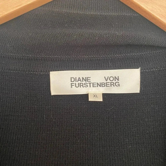 Diane Von Furstenberg black knit cardigan open front XL excellent condition - Picture 3 of 4